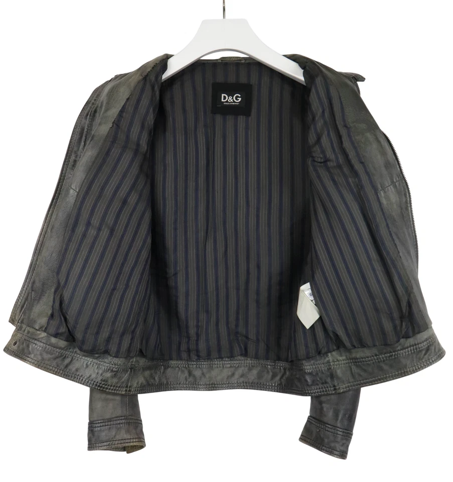 Chaqueta DOLCE & GABBANA Para Hombre (UE) 50 Edad Look Motociclista Cremallera Completa Cuero Puro Foto 4 de 4