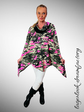 Myo Long-Zipfel-Pulli Tunique Camouflage Rose Fluo 44 46 48 50 52 54