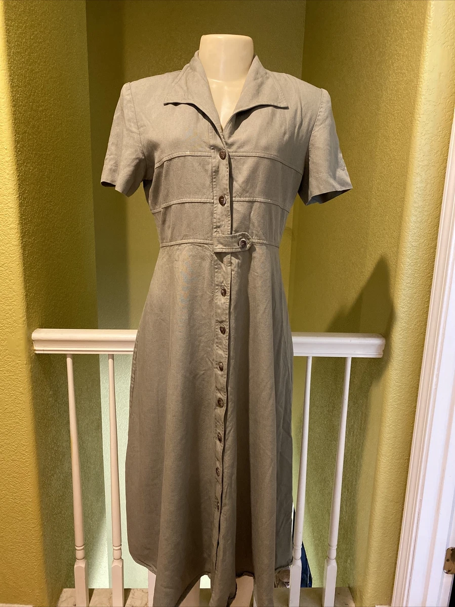 Vintage Julian Taylor Button Down Green Dress Size 12 | eBay