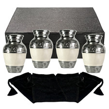 Handcrafted Small Urns for Human Ashes Keepsake Set of 4-Mini Urns Pearl White