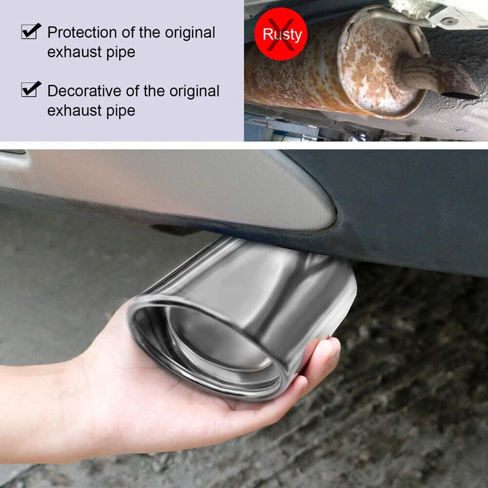 2件装汽车排气管尖后尾喉消声器不锈钢适用于沃尔沃C30 — 第 4/4 张图片