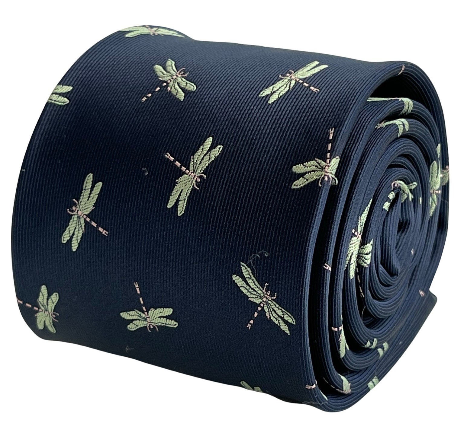 navy dark blue dragonfly design mens neck-tie by Frederick Thomas Ties