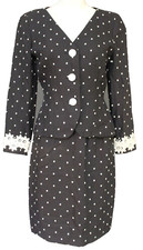 Vtg Rickie Freeman For Teri John Embroidered Polka Dot Skirt Suit Sz 6 Has Flaws