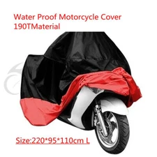 Waterproof Heatproof Motorcycle Storage Cover Protector L 220x95x110cm Black Red