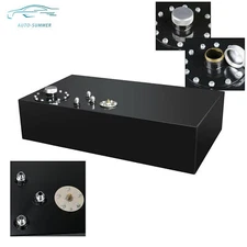 Fuel Cell Gas Tank w/ Cap & Level Sender Street Rod Aluminum Black 17 Gallon/64L