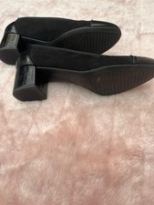 Graceland Black Low Heel Court Shoes Patent Toe Womens Smart Office Heels 7