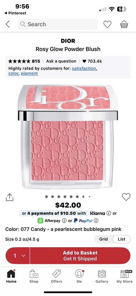 迪奥腮红后台玫瑰花光珊瑚红木粉红色糖果全新带盒正品 — 第 4/4 张图片