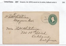 1897 Grayson to Oakland, Ca Helbock rarity 5 (63390)