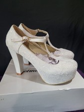 Getmorebeauty White Lace Wedding Shoes