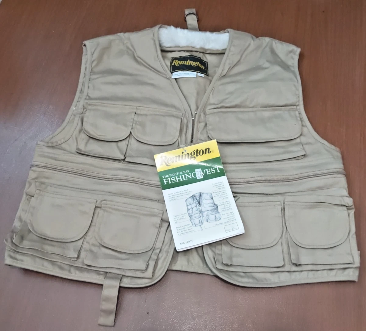 Remington Fly Fishing Vest Mens Extra Medium Beige Hunting Utility Khaki