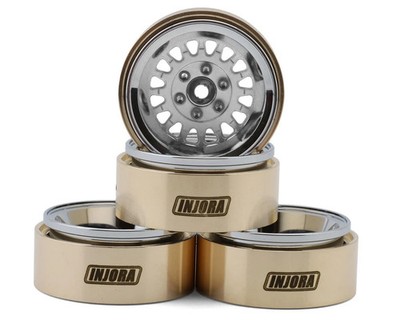 Injora 1.3'' ModuWheel Brass & Aluminum Micro Crawler Beadlock Wheels (Silver)