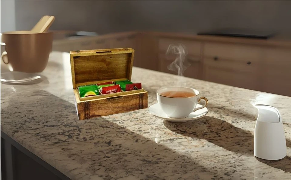 Organisateur de rangement pour boîte à thé en bois, porte-sac à thé / coffre ... - Photo 4/4