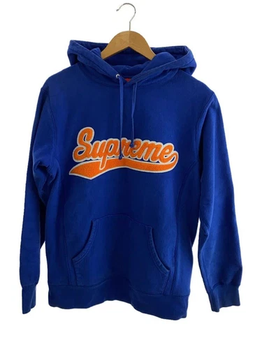 Felpa Supreme con cappuccio M cotone blu tinta unita usata