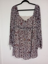 American Eagle Floral Babydoll Dress Size L Boho Style Summer Bell Long Sleeve