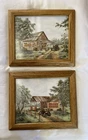 Pair CocaCola BarnPictures  In Vintage Oak Wood Frames Approximately 8X10 Inches