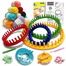 23 PCS Round Knitting Loom Kit with Yarn Beginners Pom Pom Maker Hat Scarf