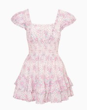 LOVESHACKFANCY Stanton Floral Cotton Mini Dress Pink size XS