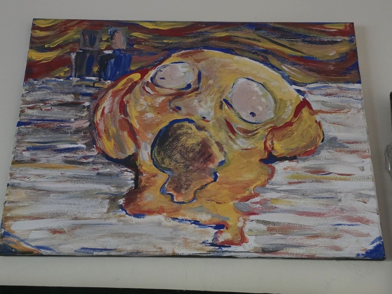 The Egg Abstract  Reimagining of ( The Scream) Acrylic Painting. Signed Canvas