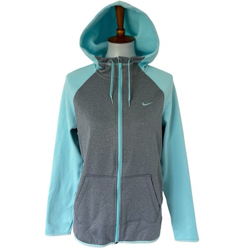 Nike Hoodie Women's Medium Blue Gray All Time Full Zip Therma Sweatshirt Hoodie