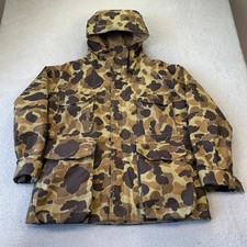 Vintage Cabelas Hunting Jacket Large Duck Camo Nylon GORE USA READ DESCRIPTION 