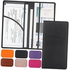Premium Car Registration  Insurance Card Holder with Magnetic Shut, Black