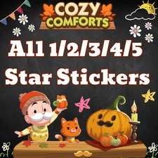 All Sticker Available 🌸 Monopoly_Go Cozy Comforts 🌸Stickers all  1/2/3/4/5star