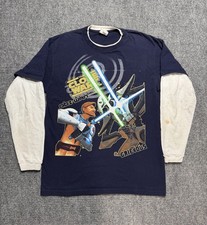 Vintage Y2K Clone Wars T Shirt Youth XL/Mens Medium Star Wars Grievous Obi Wan