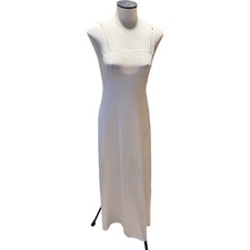 Vintage Glydons Ivory Nylon Lace Nightgown Maxi Slip Dress Small Made in USA