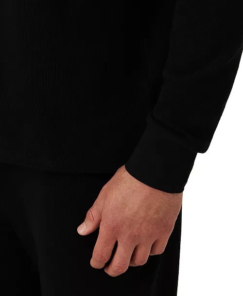 $55 Lacoste Men's Waffle Knit Thermal Sleep Shirt - Black - Medium-New With Tag thumbnail 6