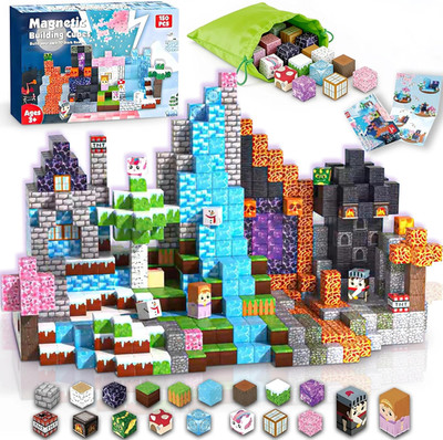 Magnetic Blocks | 150PCS Minecraft Magnetic Building Blocks, Storage Bag Include