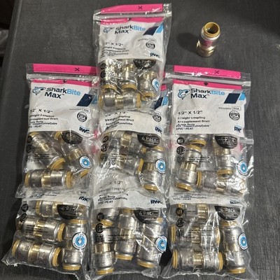 28 Sharkbite Push T Connect 1/2  x 1/2  Straight Coupling + 1) 1/2x1/2 FIP (358)
