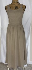 NWT Old Navy Women's Medium Smocked Midi Sundress Taupe Tan Scoop Neck
