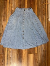 Vintage North West Blue Denim Long Denim Buttons Jean Skirt Size 10