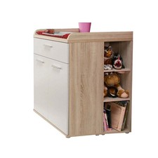 Commode à langer Winnie 80x34x93 cm Chêne Sonoma Blanc 2 Portes