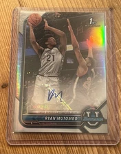 Ryan Mutombo 2021-22 Bowman U Chrome Auto 1st Refractor #BCPA-RMU Georgia Tech
