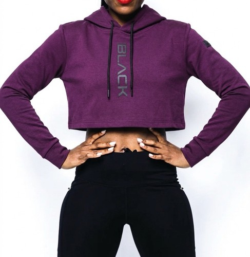 Actively Black Athleisure Crop Hoodie Purple Size Small