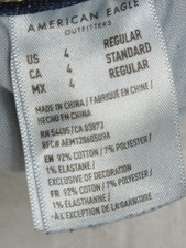 AMERICAN EAGLE OUTFITTERS WOMENS 4 REG BLUE JEANS SUPER HI-RISE JEGGING STRETCH