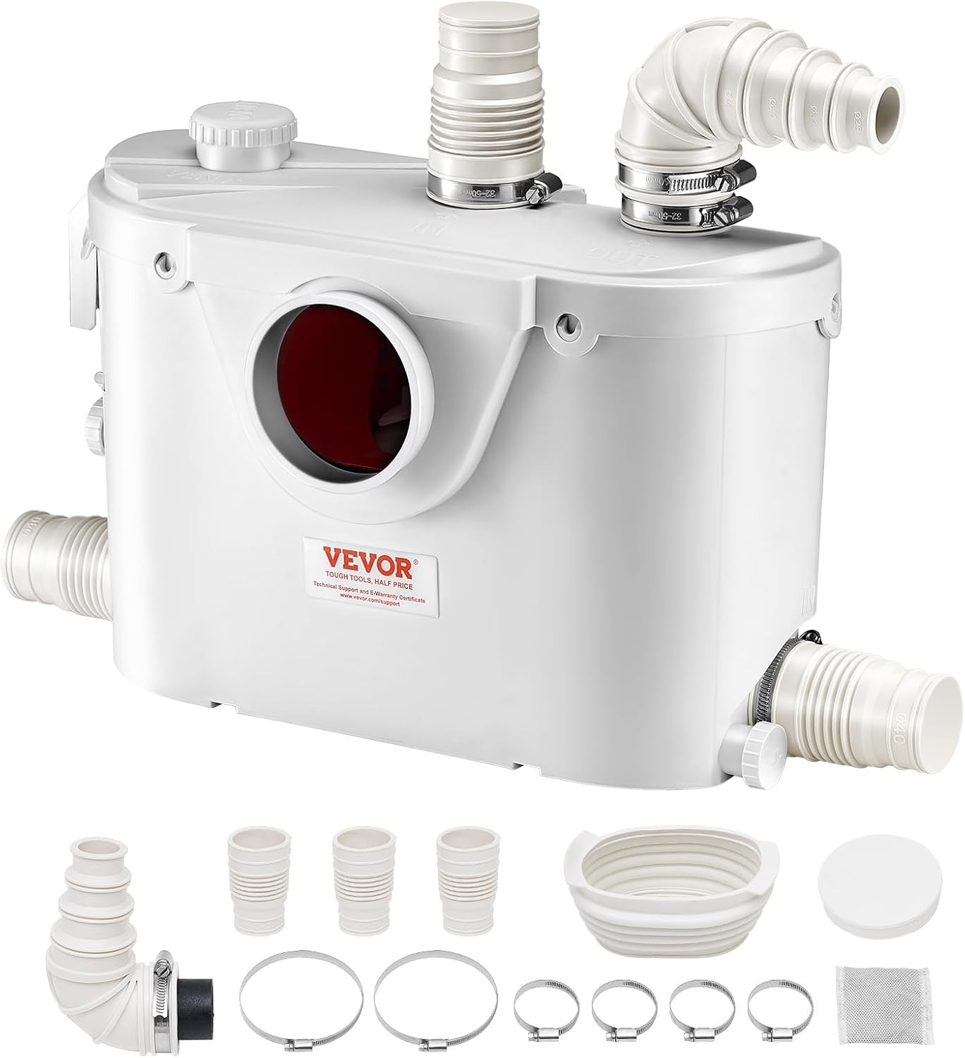 VEVOR Trituratore Sanitario 4 Ingressi: Pompa WC 500W 8m Prevalenza