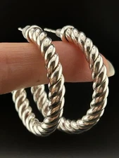 David Yurman Sculpted Cable Hoop Earrings