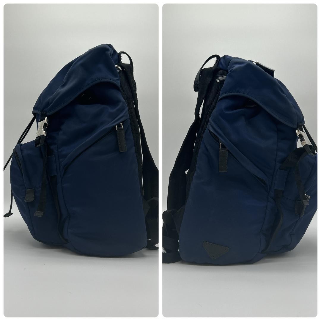 PRADA 2VZ135 Tessuto Nylon Rucksack Backpack Travel Bag Triangle Logo Plate Navy thumbnail 5
