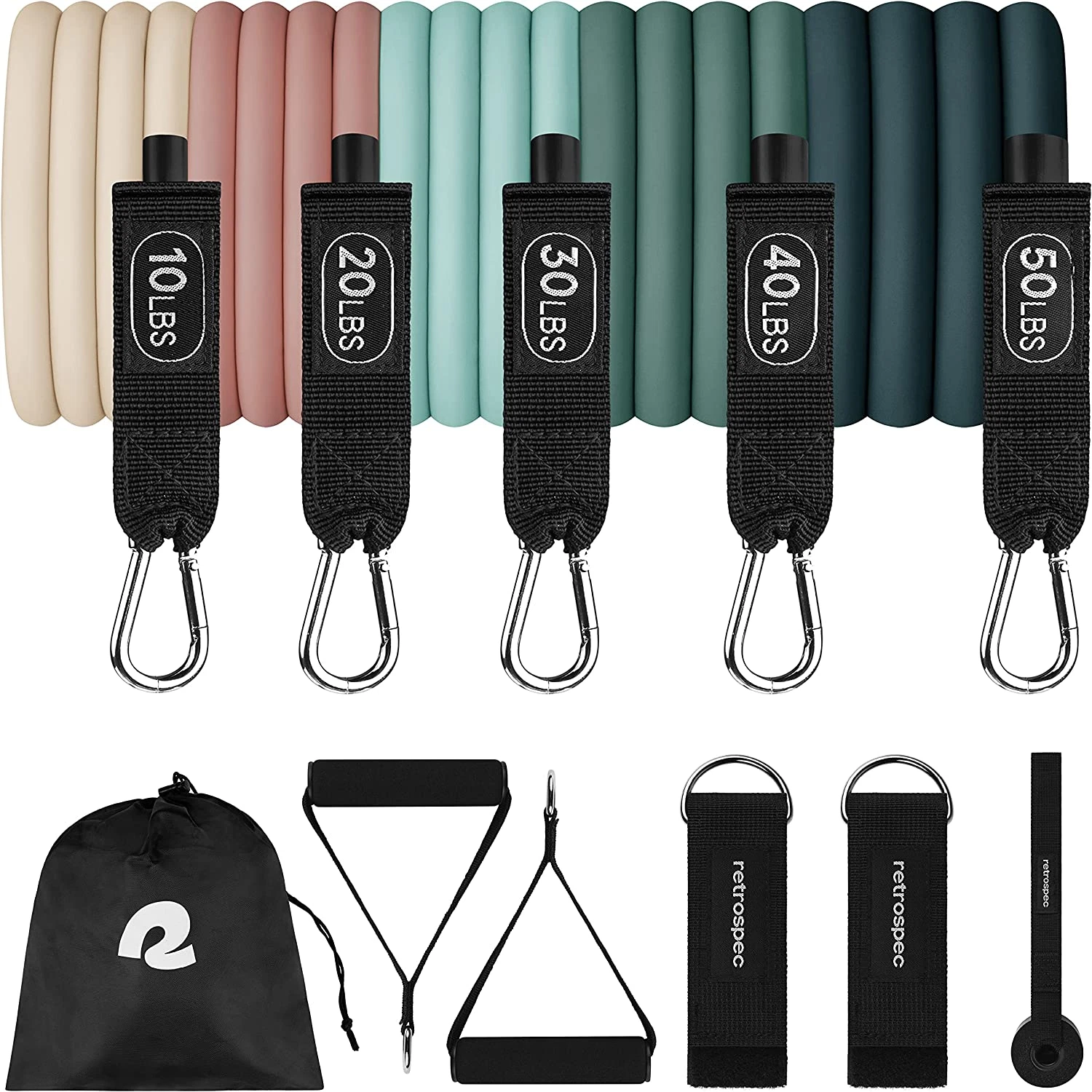 Train Resistance Bands Set for Working Out-5 Stackable Band,Handle & Door Anchor