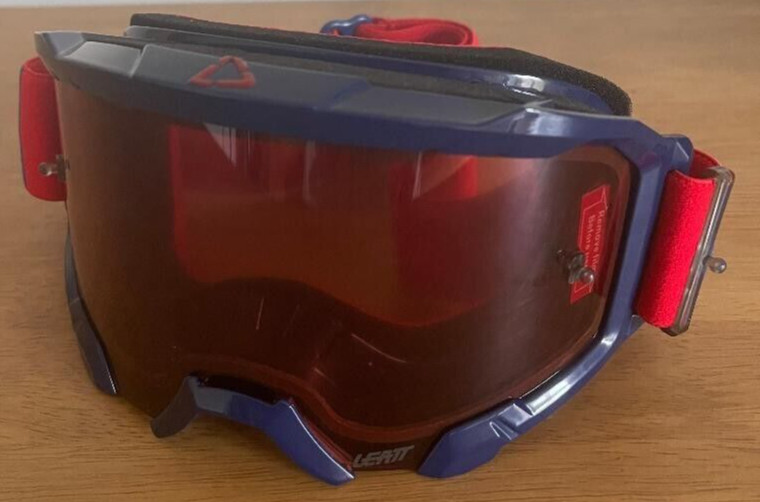 LEATT  VELOCITY 4.5  TEAR OFF GOGGLES MX ENDURO ROYAL BLUE WITH ROSE  UC  LENS