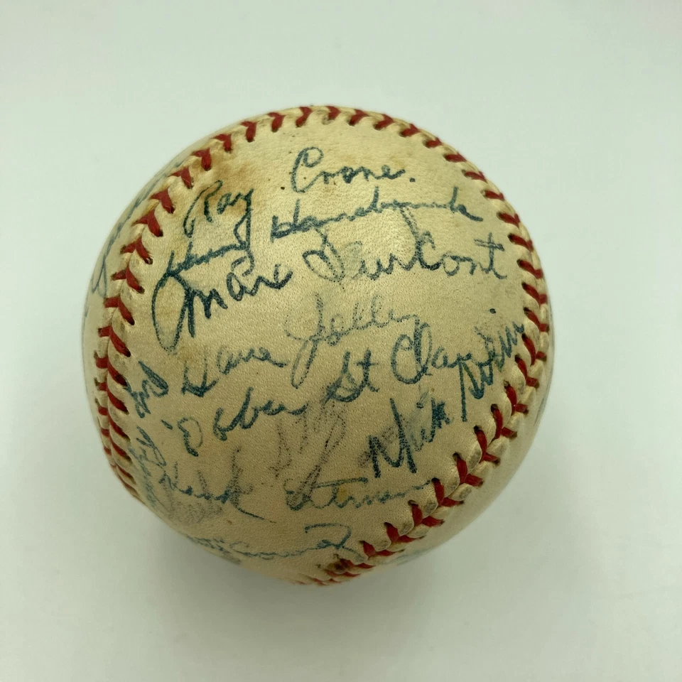 Nice 1953 Milwaukee Braves Team Signed Baseball 28 Sigs Eddie Mathews JSA COA - Image 2 of 4
