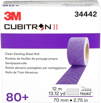 3M (34442) Cubitron II Hookit Hook & Loop Clean Sandpaper Sheet Roll, 80 Grit