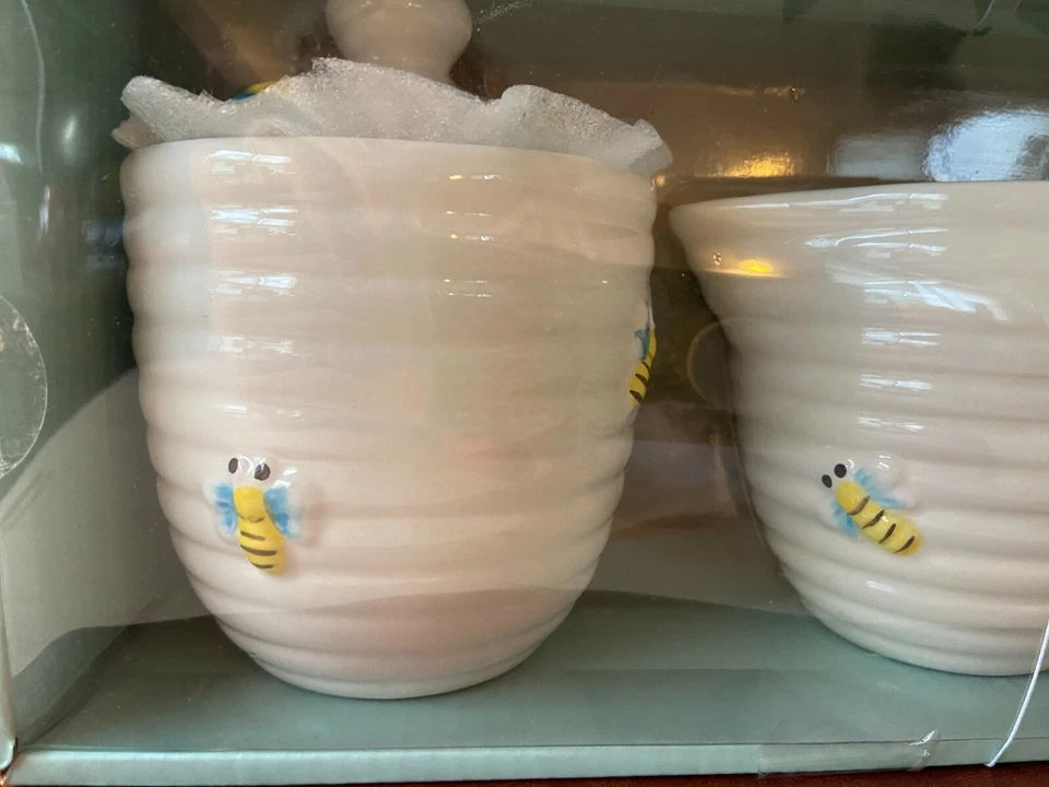 Home Essentials 蜂蜜白糖碗 wi/ lid 5 英寸高奶壶套装 3 件套 — 第 2/4 张图片