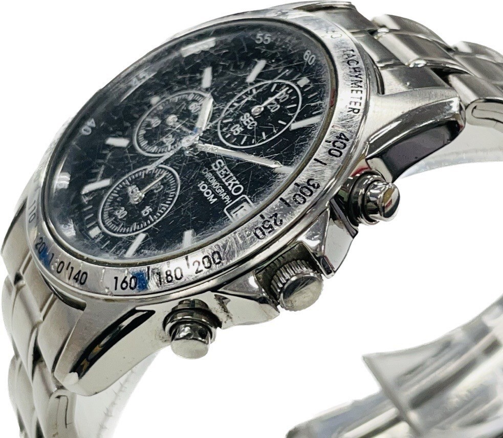 Seiko Chronograph 100m 7T92-0DW0 Quartz Analog Mens Watch