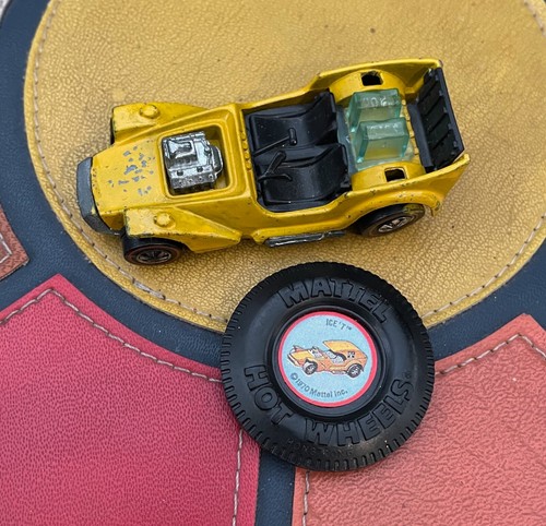 Vintage 1970 Mattel Hot Wheels Redlines Ice T Spielzeugauto & Button Badge IST-ZUSTAND - Bild 2 von 10