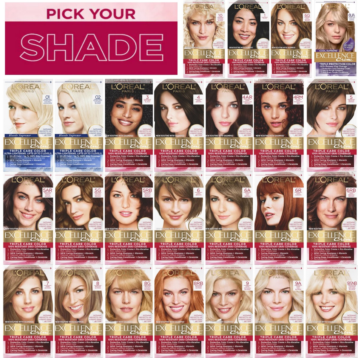 L'Oreal Paris Excellence Creme Permanent Hair Color (Pick