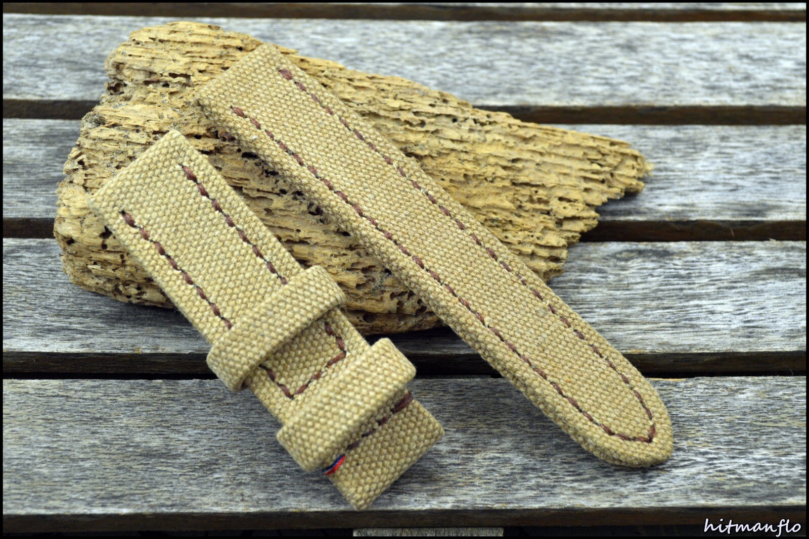 Bracelet canvas 22mm beige anti-transpiration pour montres Oméga Breitling Oris