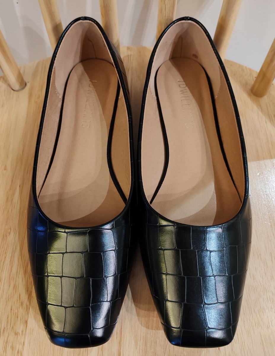 JD Williams Womens Black Flat Crocodile Effect Shoes Size EEE Wide UK 40